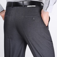 Pantalon de travail décontracté en coton uni pour homme, coupe large, confortable, pour le bureau, pantalon long formel pour homme, vente en gros