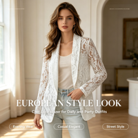 Blazer en dentelle ajourée pour femme, manches longues, devant ouvert, veste décontractée sexy pour le bureau ou les soirées, OEM ODM personnalisé