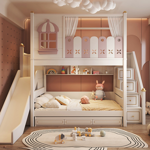 JS ha progettato unicamente il letto a castello delle ragazze rosa multifunzionale con lo scivolo <span class=keywords><strong>per</strong></span> i mobili della camera da letto dei bambini in appartamenti - Product Image 1