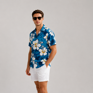 Chemises de plage hawaïennes personnalisées pour hommes, séchage rapide, extensibles, en polyester et élasthanne, vêtements de resort, chemises boutonnées - Product Image 2