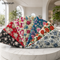Tissu en sergé de coton imprimé floral rose, largeur 160 cm, textile tissé peigné pour literie, rideaux, nappes