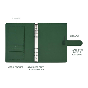 Carpeta A5 personalizada, agenda, planificador, diario de papel, cuaderno, encuadernación de hojas sueltas con cubierta de cuero, 6 anillos recargables - Product Image 3