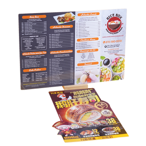 Menus pliés personnalisés avec impression offset sur papier et carton double couche, design écologique et portable pour les chaînes de restauration rapide - Product Image 5