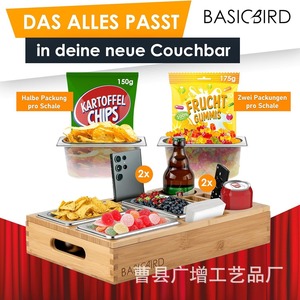 กล่องเก็บของอเนกประสงค์ Basicbird Couchbar ทำจากไม้ สำหรับใส่เครื่องดื่มและขนม ใช้บนโต๊ะทำงาน - Product Image 3
