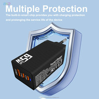 GAN 65W Chargeur USB à charge rapide EU US UK Chargeur de téléphone à protection multiple 3 ports USB Type-c Adaptateur de voyage pour téléphone portable