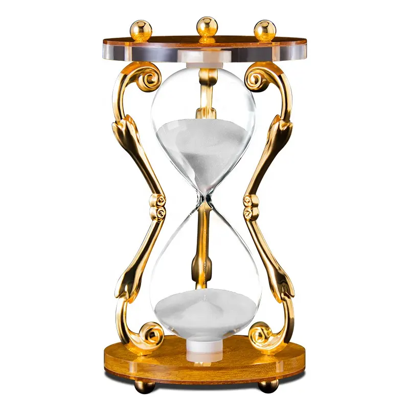 30 minutos creativo Europea columna de metal acrílico reloj de arena temporizador para la decoración de la casa