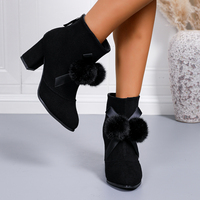 Nouvelles bottines rétro en daim pour femmes, bout pointu, talon haut, mode, grande taille, boucle de ceinture, talon épais