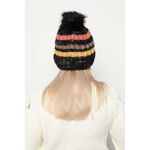 หมวกไหมพรมนำเข้าพร้อมพู่สีดำและซับในขนสัตว์ BERE1133 - Product Image 1