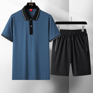 Ensembles de T-shirts personnalisés avec logo pour hommes – Collection Été 2025 – Pull à revers à manches courtes, coupe ample, fin et respirant, idéal pour les hommes d'âge mûr - Product Image 1