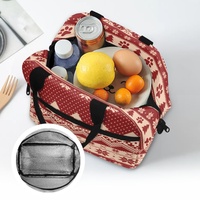 Sac à déjeuner à motif de Noël mignon pour femmes, sac fourre-tout isotherme, sac isotherme réutilisable pour le stockage des aliments