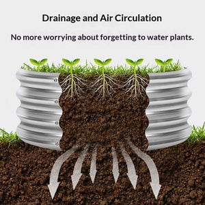 Fioriera Ovale Rialzata in Acciaio Zincato, Vaso in Metallo <span class=keywords><strong>per</strong></span> Ortaggi Erbe Aromatiche Fiori, Letto da Giardino Esterno <span class=keywords><strong>per</strong></span> Cortile - Product Image 6