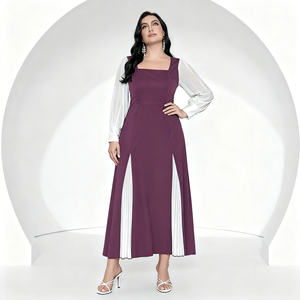 Robe Abaya en polyester de haute qualité, couleur unie, pour femmes musulmanes - Vente en gros élégante et personnalisée, luxe - Product Image 3