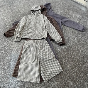 Custom High Quality Anti-Wrinkle Breathable Cotton Washed Jogger <b>Reflective</b> Check Plaid <b>Jackets</b> and Shorts Sets for <b>Men</b> - Product Image 1