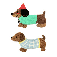 Bande dessinée saucisse chien broderie tissu Patch tissu serviette brodé vêtements accessoire
