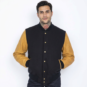 Blousons universitaires en toile pour hommes, personnalisés OEM, les plus vendus, col rabattu, coupe ample, patchwork, boutons recouverts, imperméables, séchage rapide - Product Image 1