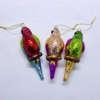 Lot de 3 Mini boules multicolores en forme de perroquet, verre vert violet rouge, décoration de noël, ornement de noël suspendu