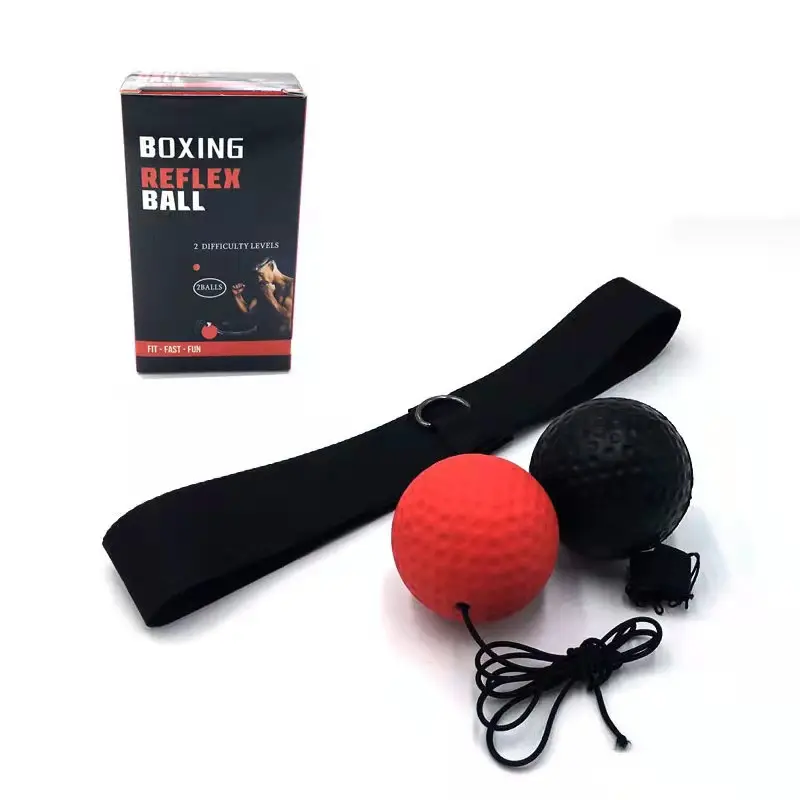 Bola de boxeo de velocidad, Bola de boxeo montada en la cabeza, bolsa negra de silicona, accesorios rojos y blancos, diadema mágica, caja de almacenamiento de banda