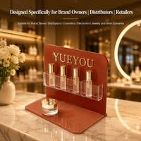 Expositor de Cosméticos Acrílico Plegable y Portátil de Color Personalizado con 4 Ranuras para Mostrador de Tienda de Belleza - Ligero y Fácil de Montar