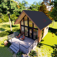 Kits de chalets de camping, maison préfabriquée à ossature bois, maison triangulaire préfabriquée avec cuisine et salle de bain