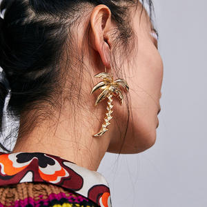 Moda banhado a ouro hoop coco brincos jóias verão praia palmeira brincos para as mulheres - Product Image 3