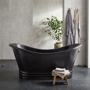 Baignoire autoportante noire ovale classique pour salle de bain - Product Image 3