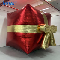 Boîte cadeau gonflable en tissu doré pour Noël, utilisée pour la décoration de scène, les fêtes du Nouvel An et la publicité.