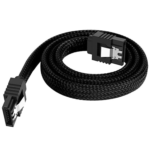 SATA III 6Gbps Straight Cable for HDD SSD Nylon Braided PVC Jacket Data Cable with Locking Latch for CD Drivers 50CM 30CM White