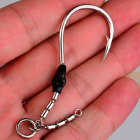 Lot de 5 hameçons de pêche en acier inoxydable pour eau salée avec émerillon, pour jigging, traîne et pêche assistée en mer