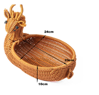 Panier de rangement en rotin plastique en forme d'animal avec couvercle, étagère décorative, panier de décoration peint à la main, panier cadeau