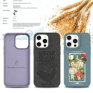 Personalizzazione Logo/modello materiale compostabile custodia per telefono riciclata Eco biodegradabile per Iphone 14 Pro Max 13 12 11pro X/Xs