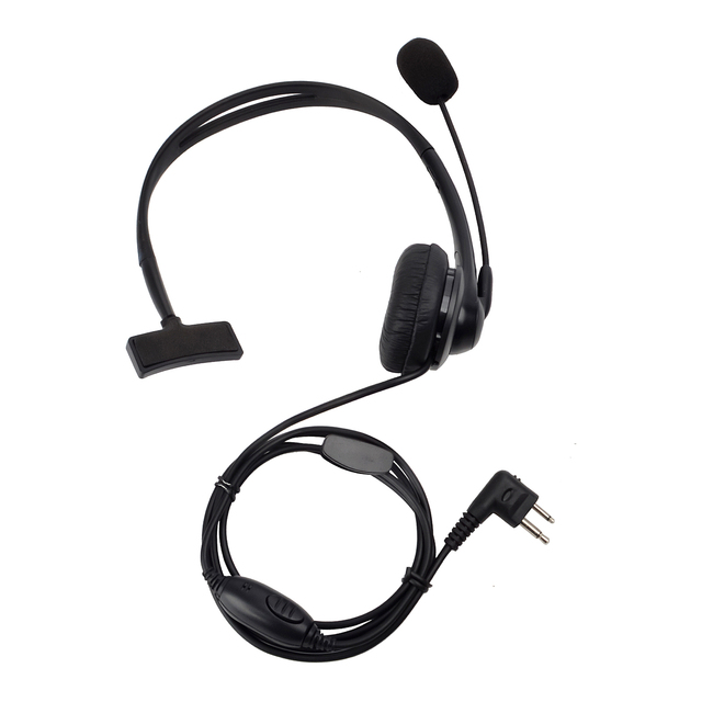 Two Way Radio Earpiece 2 Pin Walkie Talkie Overhead Headset with PTT Boom Mic for Motorola CP040 CP200 GP300 CLS1410 XT420 XT460