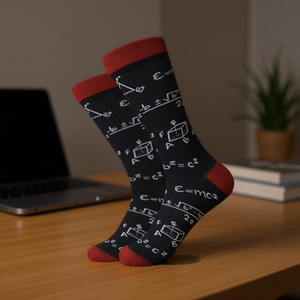 Calzini da uomo a metà polpaccio, taglia 40-45, design con formula matematica, per uso casual - Product Image 2