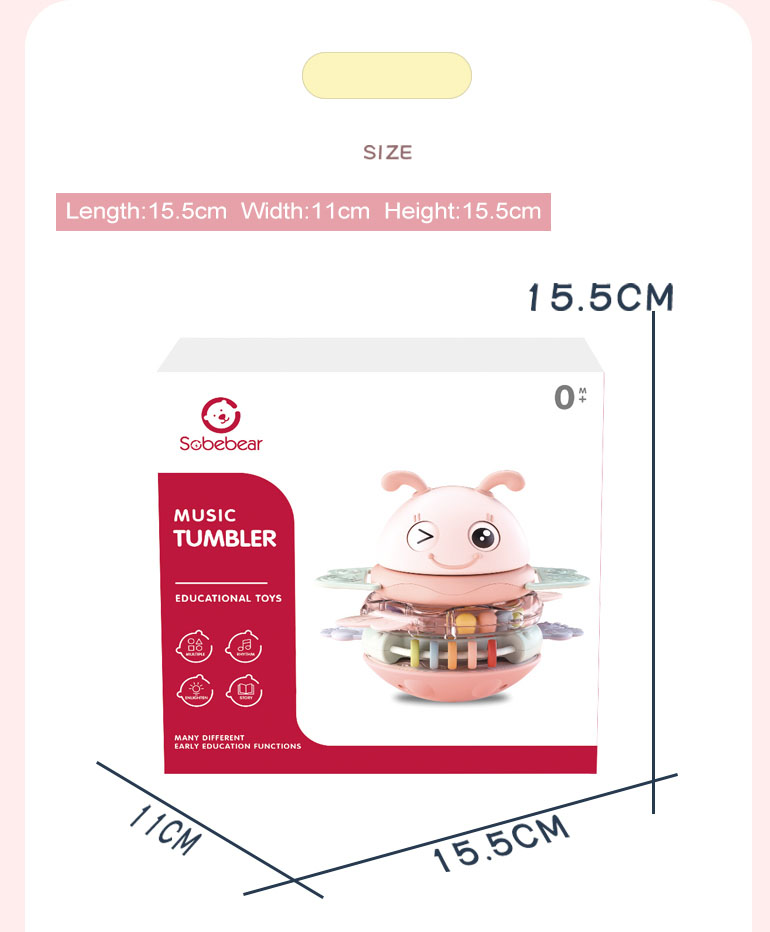 2021 Hot selling educational teether rattle musical light roly poly stacking up cute tumbler baby toy