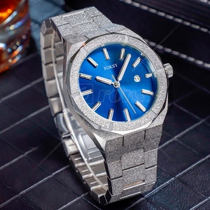 Montre-bracelet à quartz en acier inoxydable étanche de style personnalisé de créateur montre-bracelet pour hommes de luxe en argent givré de haute qualité - Product Image 3
