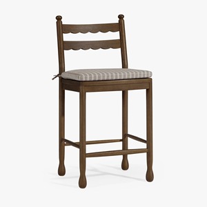 Sgabelli da bancone in stile vintage <span class=keywords><strong>con</strong></span> schienale scanalato in legno e seduta imbottita a righe, sedia da <span class=keywords><strong>tavolo</strong></span> da pranzo - Product Image 1
