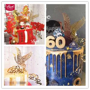 ชุดตกแต่งเค้กน้ำผึ้งและรสหวาน อะคริลิค รูปนกกระเรียนอายุยืน ประดับเมฆมงคล สำหรับตกแต่งเค้กวันเกิด - Product Image 5