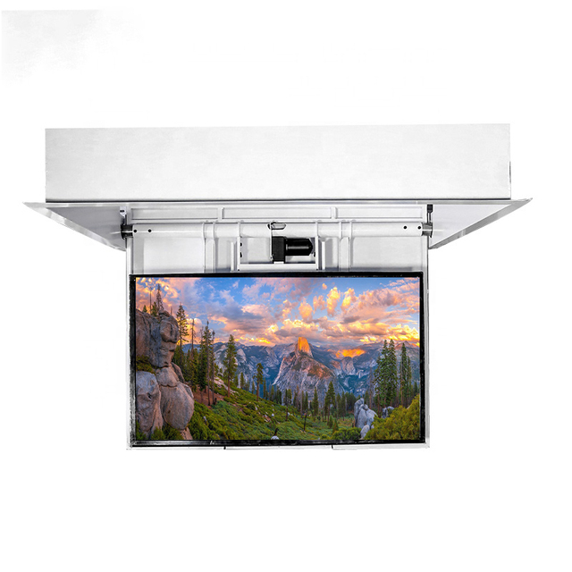 Modern Steel Height Adjustable Motorized Remote Control Flip Down Ceiling TV Lift Mount Drop Down TV Mount 50kg Capacity