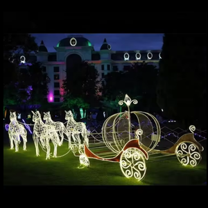 Decoración navideña impermeable para exteriores con luz LED de caballo con carroza. - Product Image 2