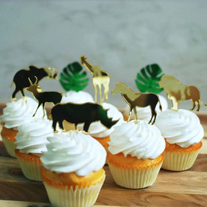 Adornos de Acrílico para Cupcakes con Temática de Animales, Dulces y Deliciosos, para Decoración de Pasteles de Cumpleaños con Temática de Selva y Safari - Product Image 1