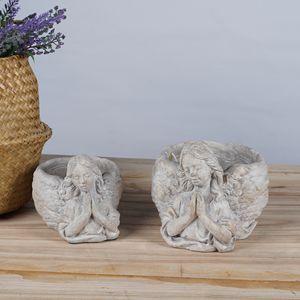 Lianda Retro hecho a mano Ángel decoración jardín ornamento figura <span class=keywords><strong>para</strong></span> el hogar <span class=keywords><strong>cemento</strong></span> maceta con embalaje <span class=keywords><strong>de</strong></span> cartón - Product Image 3