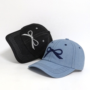 Casquettes de baseball décontractées en jean délavé vintage à 6 panneaux avec logo brodé personnalisé pour <span class=keywords><strong>femme</strong></span> – Vente en gros à prix réduit - Product Image 2