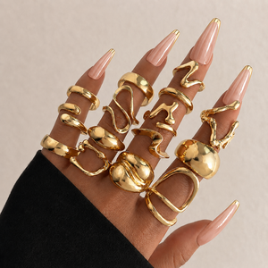 Trendy Gold Plated Geometric Chunky <b>Rings</b> <b>Set</b> for <b>Women</b> High Quality <b>Women</b> Fashion Jewelry Thick Chunky Finger <b>Rings</b> - Product Image 1