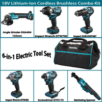 Ensemble d'outils professionnels Makita 18V sans fil au lithium-ion 6 en 1, outils robustes pour la construction, utilisation professionnelle, outils électriques industriels