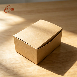 Leabon 牛皮纸折叠式礼品纸盒环保棕色锯齿边平装盒用于礼品包装批发工厂 - Product Image 4