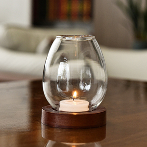 Cubierta de cristal transparente resistente al calor, <span class=keywords><strong>vela</strong></span> pequeña hecha a mano <span class=keywords><strong>con</strong></span> Base - Product Image 2