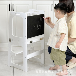 Foldable Baby Handwashing Stool Multi-functional Kitchen Stool <b>Montessori</b> Climbing Chair Three-in-one <b>Learning</b> <b>Tower</b> Solid Wood - Product Image 3