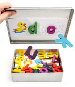 Gioco Educativo in Legno per Bambini per l'Apprendimento dell'Inglese con Lettere Magnetiche in Scatola di Latta - Product Image 2