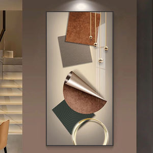 Peinture murale personnalisée en porcelaine de cristal, motif nature morte dorée, abstrait moderne, <span class=keywords><strong>cadre</strong></span> noir et or, décoration intérieure de luxe - Product Image 2