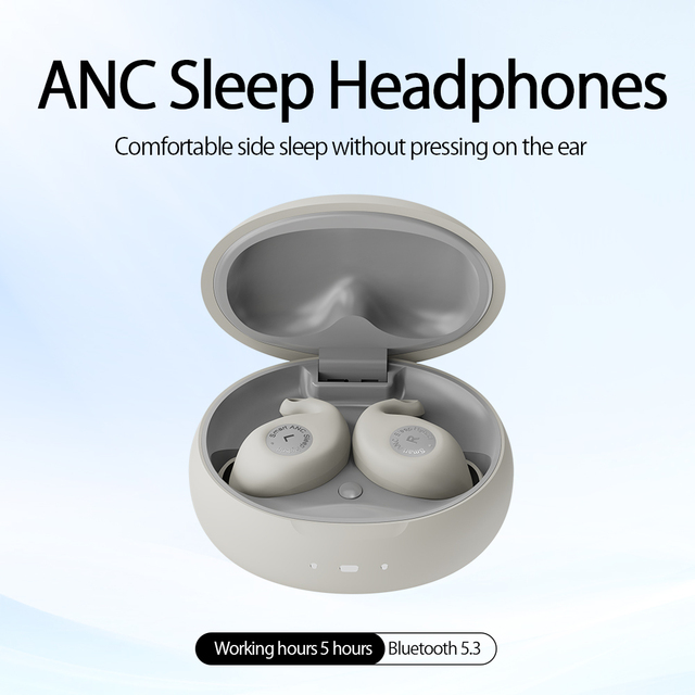 ANC Wireless Sleep Earbuds BT5.3 With AAC/SBC Audio Decoding IPX-4 All Day Battery Life Portable and Smart Headphnes