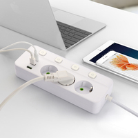 Multiprise standard européenne avec interrupteurs indépendants, 3 prises, 2 USB, 1 port Type-C, cordon d'extension certifié CE